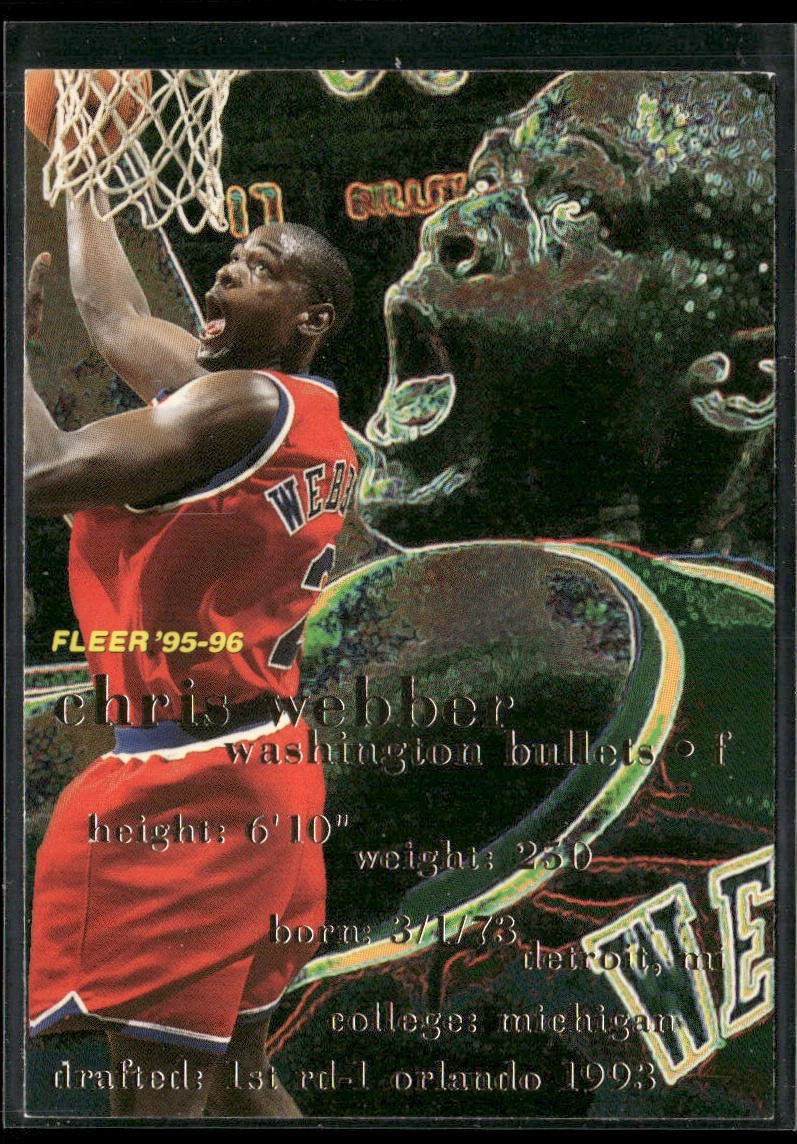 Chris Webber Player Lot Bundle 10 Basketball Cards CW004 Warriors 2 RC back