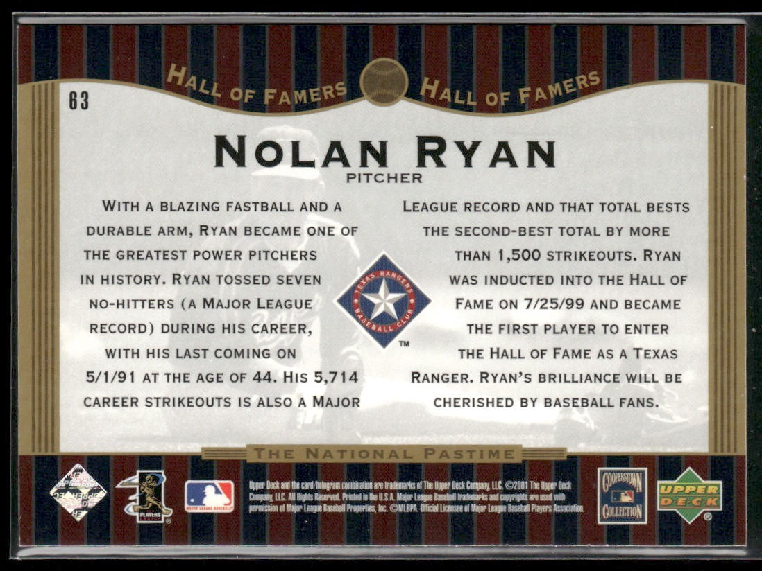 Nolan Ryan Player Lot Bundle 10 Different Baseball Cards NR002 Rangers back