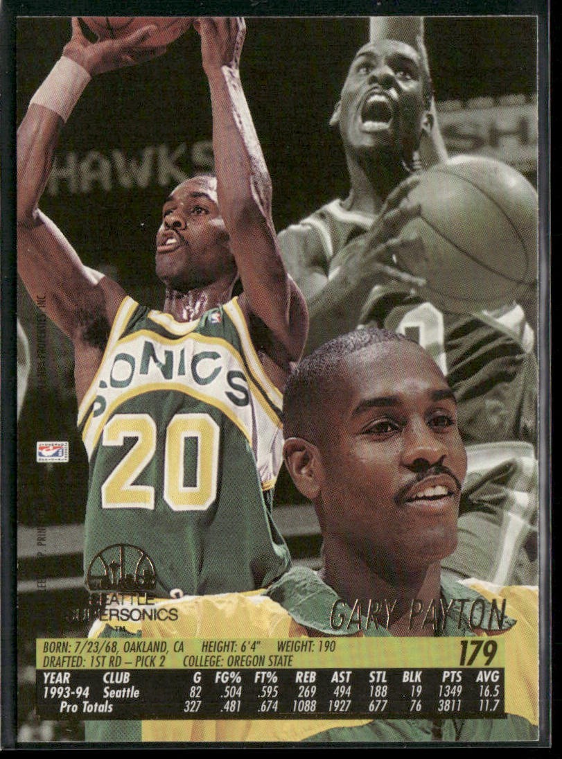 Gary Payton Player Lot Bundle 10 Basketball Cards GP001 Supersonics back