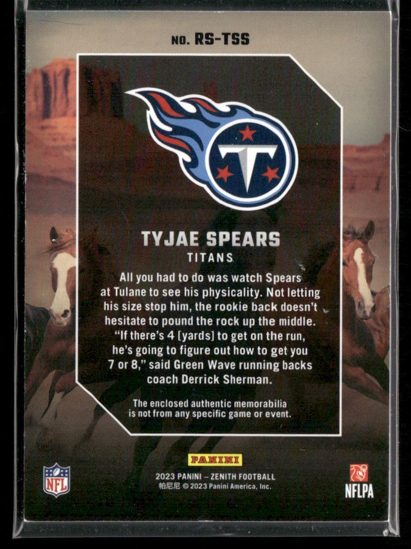 2023 Panini Zenith TYJAE SPEARS #RS-TSS RC Rookie Stallions - Tennessee Titans back