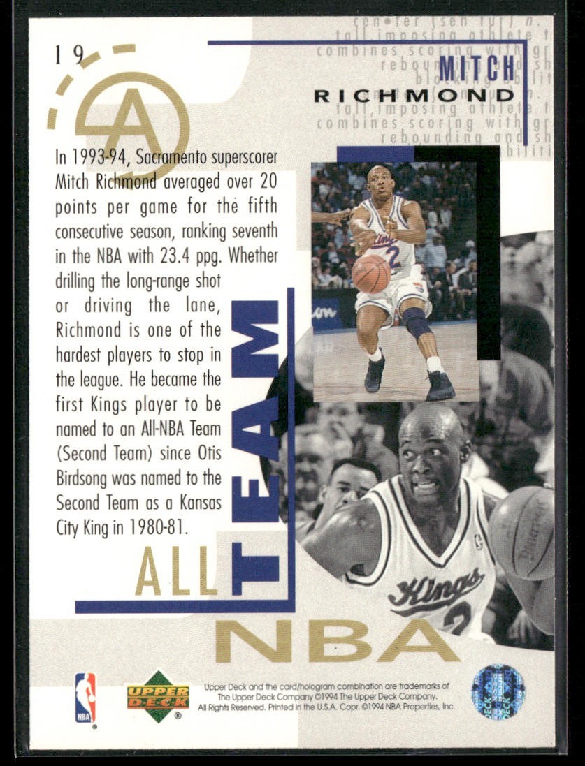 Mitch Richmond Player Lot Bundle 10 Basketball Cards MR002 Kings back