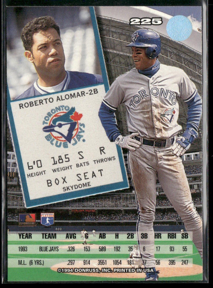 Roberto Alomar Lot Bundle 10 Different Baseball Cards RA001 Blue Jays Padres back