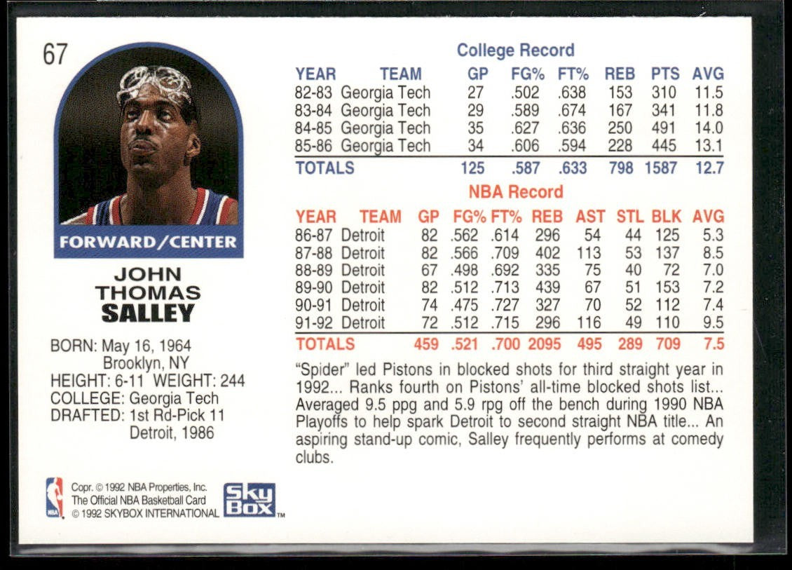 John Salley Player Lot Bundle 10 Basketball Cards JS002 Heat Pistons back