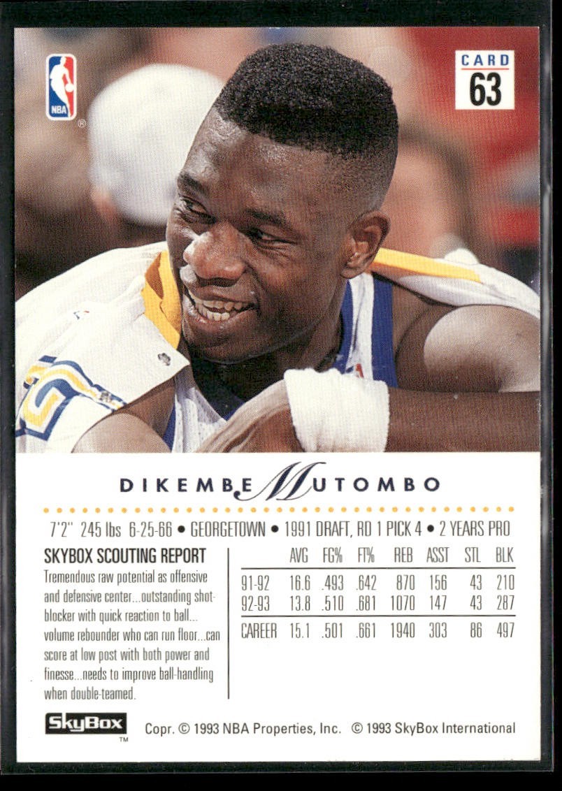 Dikembe Mutombo Player Lot Bundle 10 Basketball Cards DM005 Nuggets Hawks back