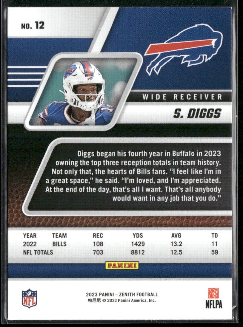 Stefon Diggs Player Lot Bundle 10 Different Football Cards SD001 Bills Vikings back