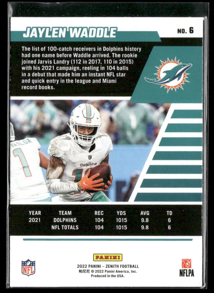 Jaylen Waddle Player Lot Bundle 10 Different Football Cards JW001 Dolphins 4 RC back