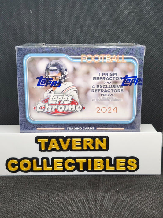(1) 2024 TOPPS CHROME Football VALUE BLASTER BOX (28 Cards) Brand New Sealed QTY front