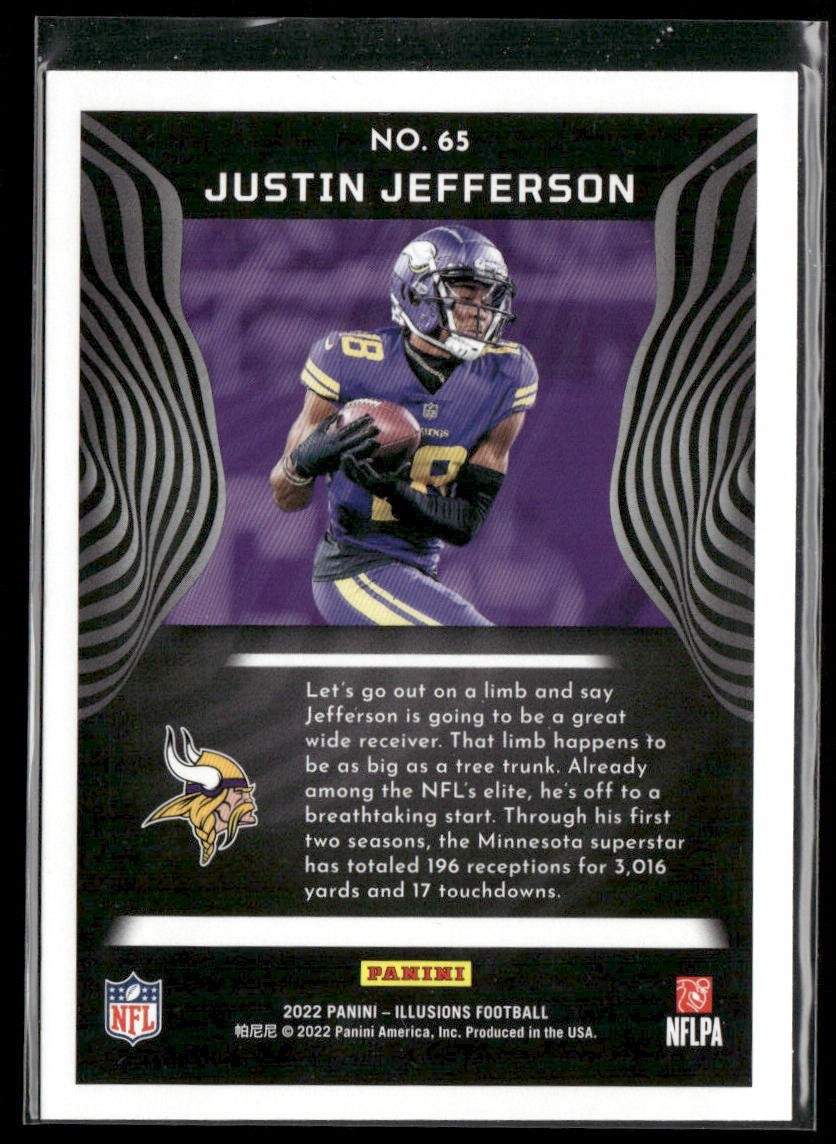 Justin Jefferson Player Lot Bundle 10 Different Football Cards JJ001 Vikings back