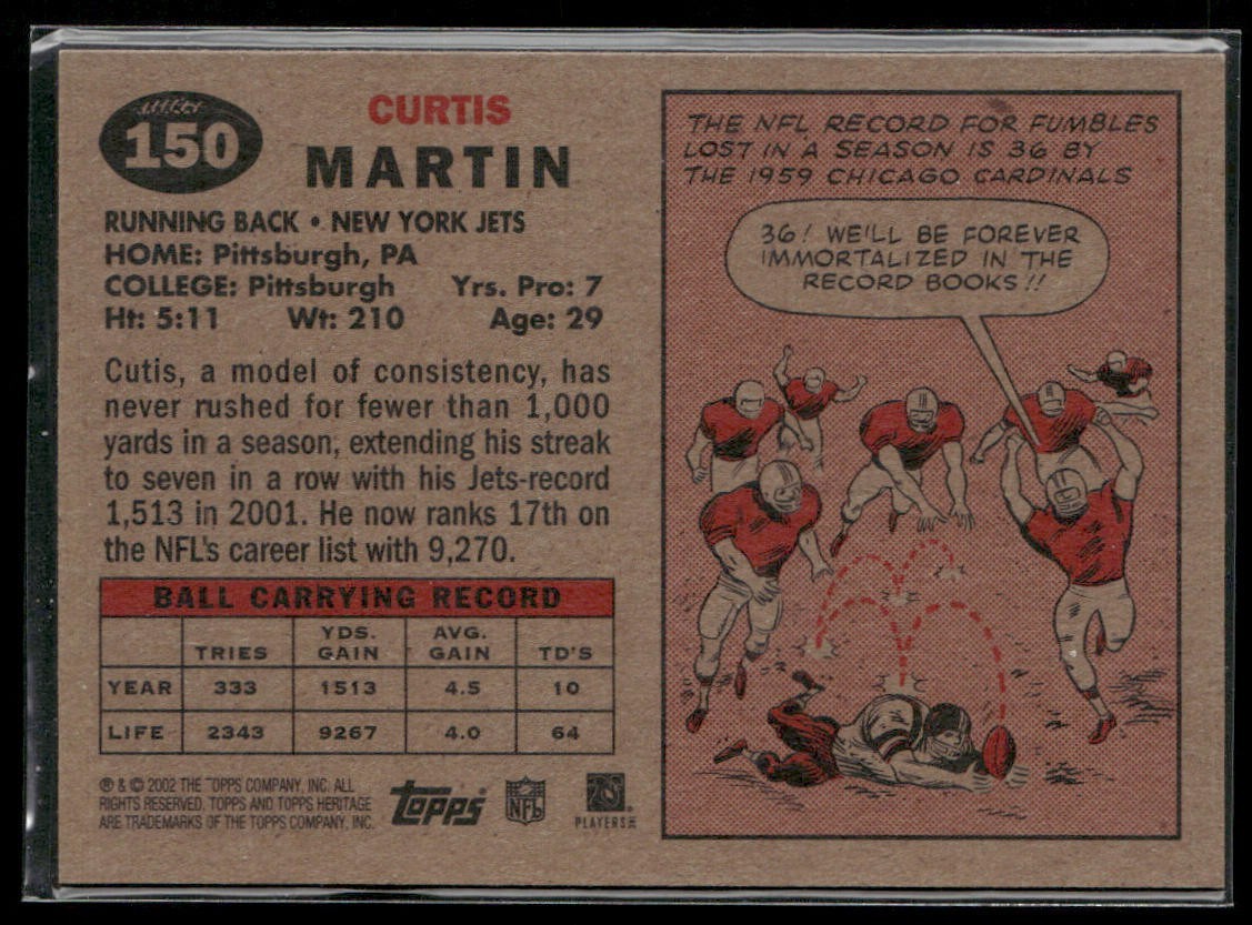 Curtis Martin Player Lot Bundle 10 Different Football Cards CM001 2 RC back