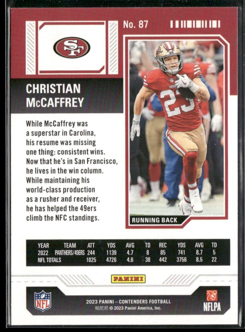 Christian McCaffrey Player Lot Bundle 10 Different Football Cards CM003 back