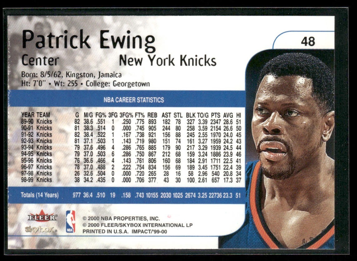 Patrick Ewing Player Lot Bundle 10 Basketball Cards PE003 New York Knicks back
