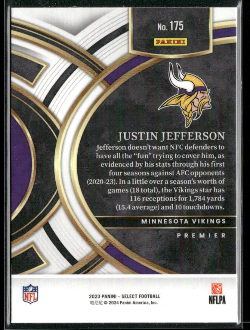 Justin Jefferson Player Lot Bundle 10 Different Football Cards JJ002 Vikings back