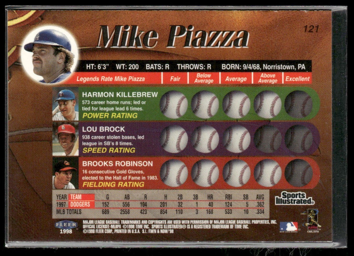 Mike Piazza Player Lot Bundle 10 Different Baseball Cards MP001 Dodgers Mets back