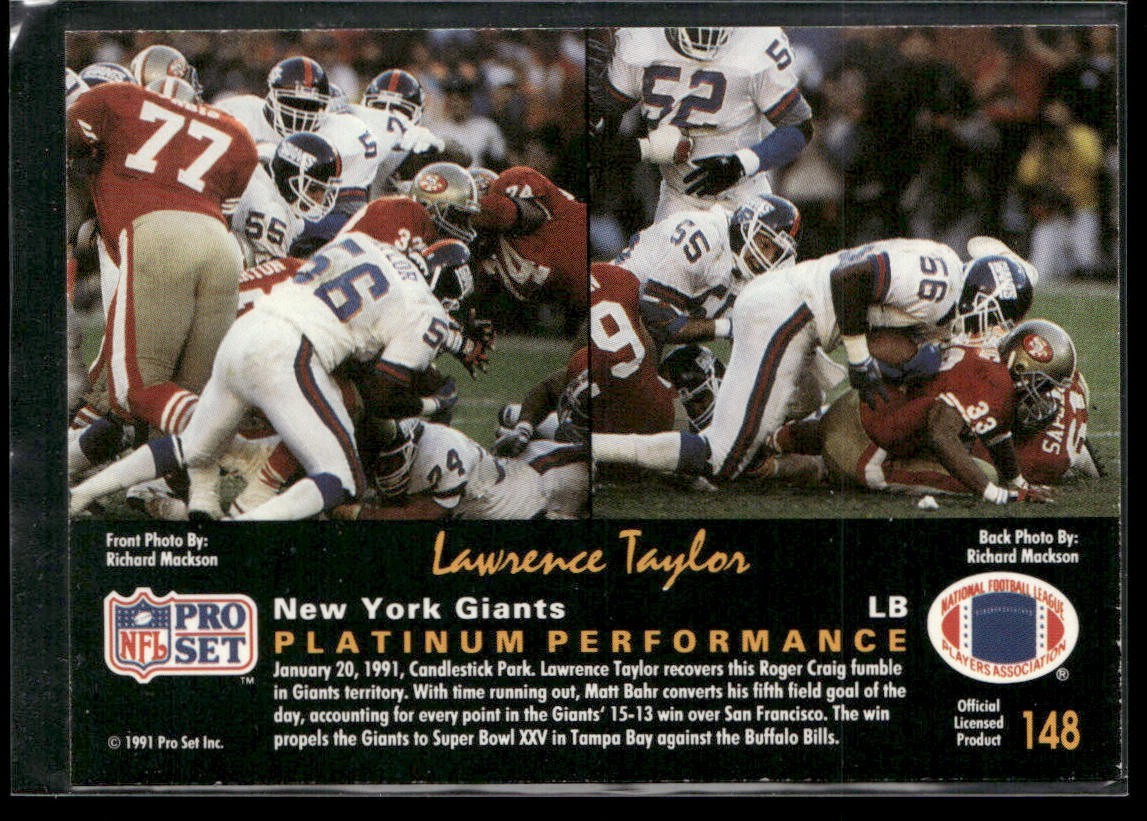 Lawrence Taylor Player Lot Bundle 10 Different Football Cards LT001 Giants back