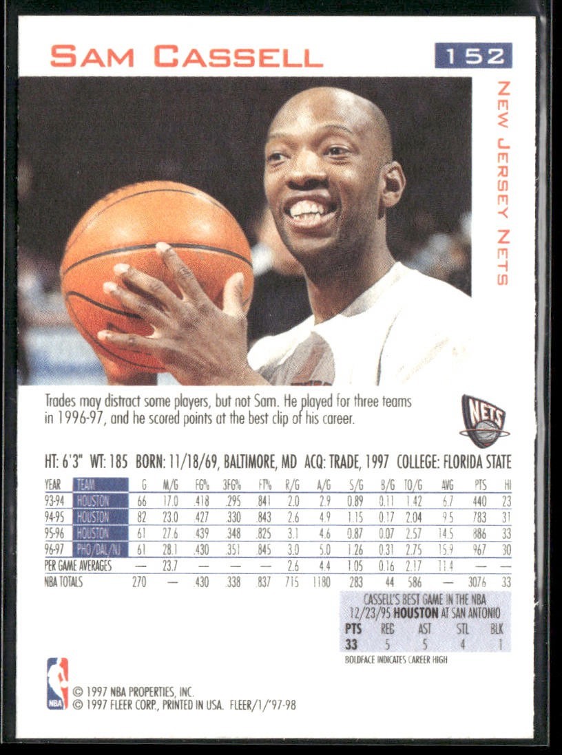 Sam Cassell Player Lot Bundle 10 Basketball Cards SC001 Rockets Nets 1 RC back