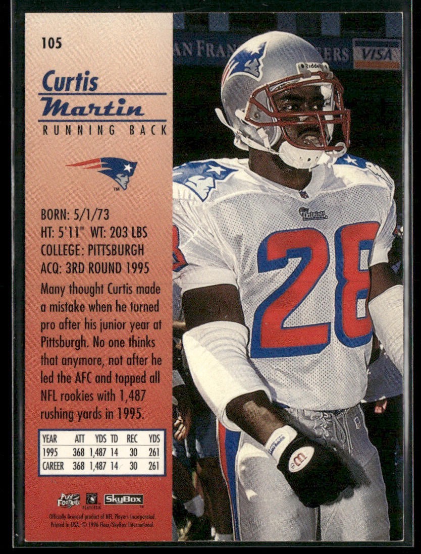 Curtis Martin Player Lot Bundle 10 Different Football Cards CM002 1 RC back