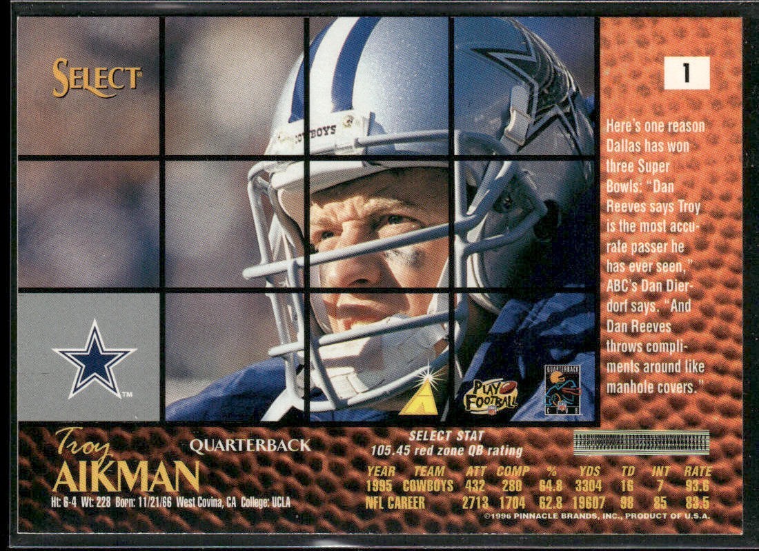 Troy Aikman Player Lot Bundle 10 Different Football Cards TA005 Cowboys back