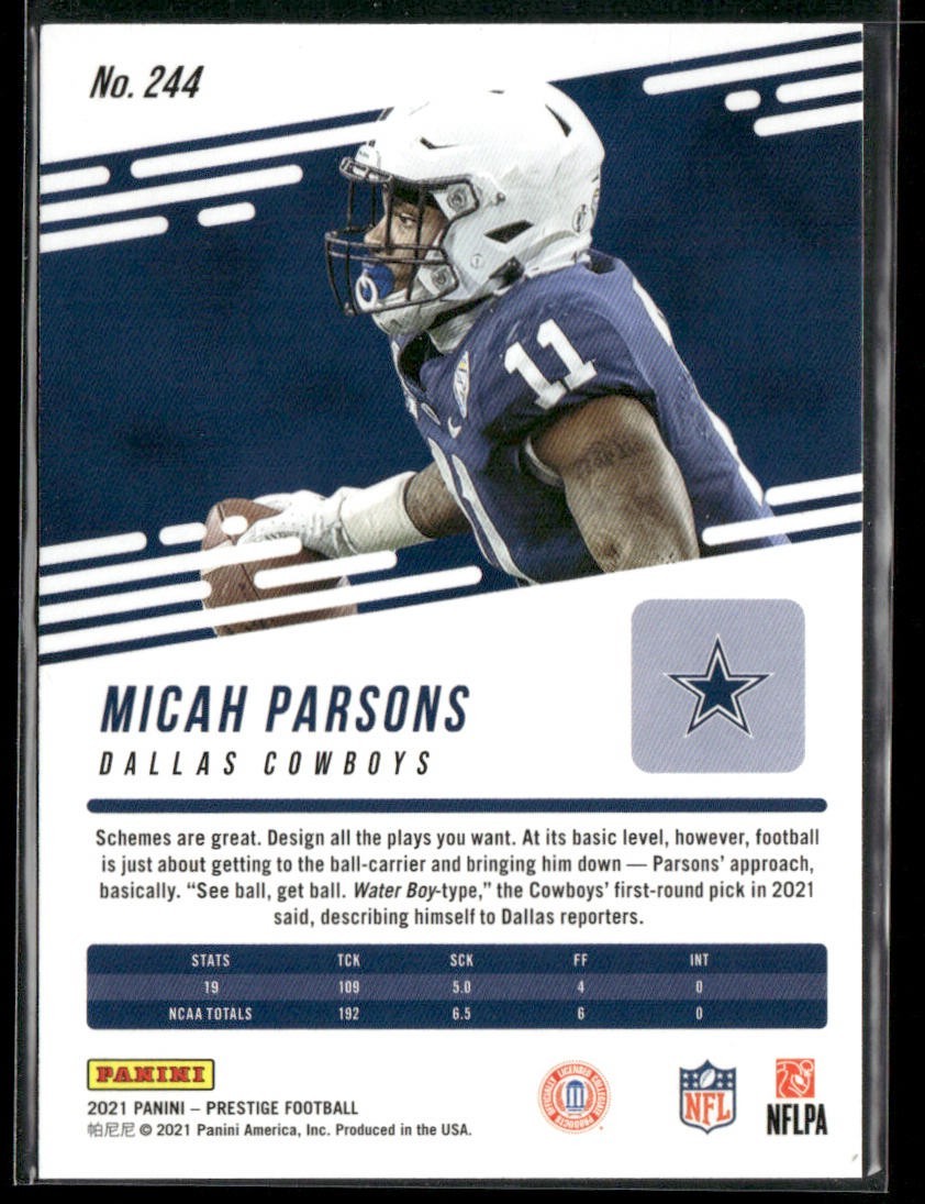 Micah Parsons Player Lot Bundle 10 Different Football Cards MP003 Cowboys 3 RC back