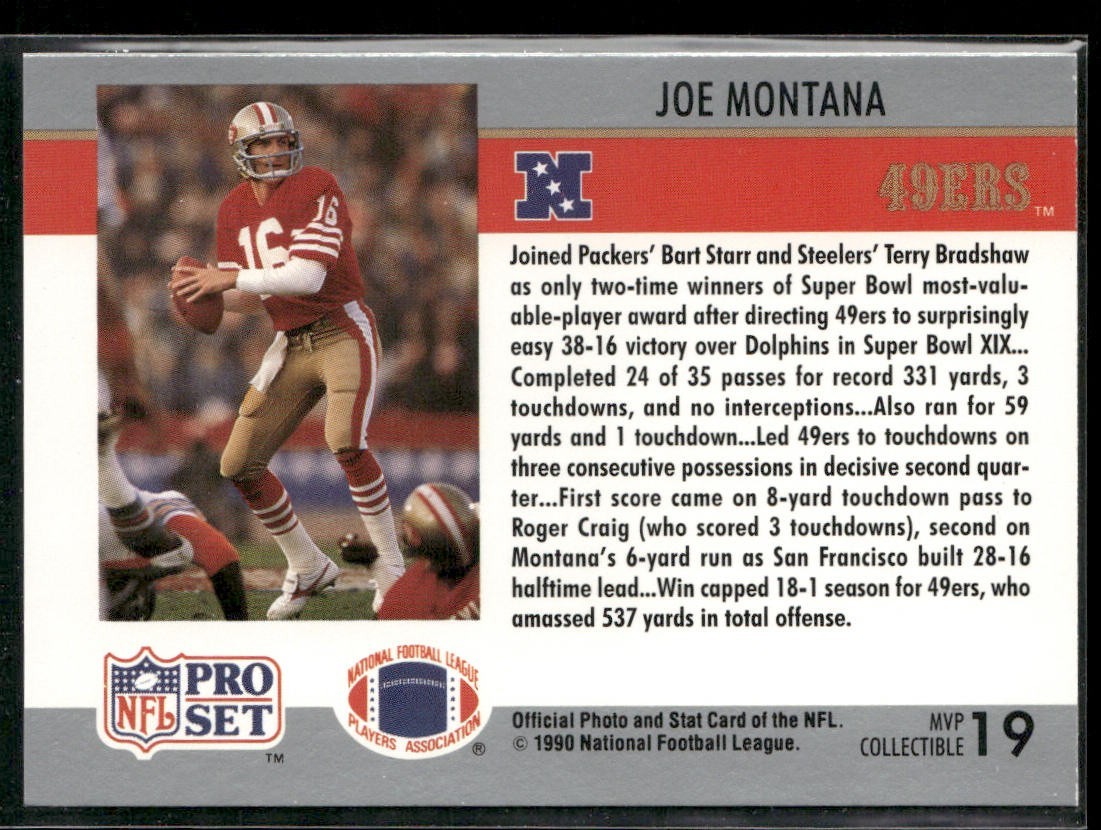 Joe Montana Player Lot Bundle 10 Different Football Cards JM005 49ers Chiefs back