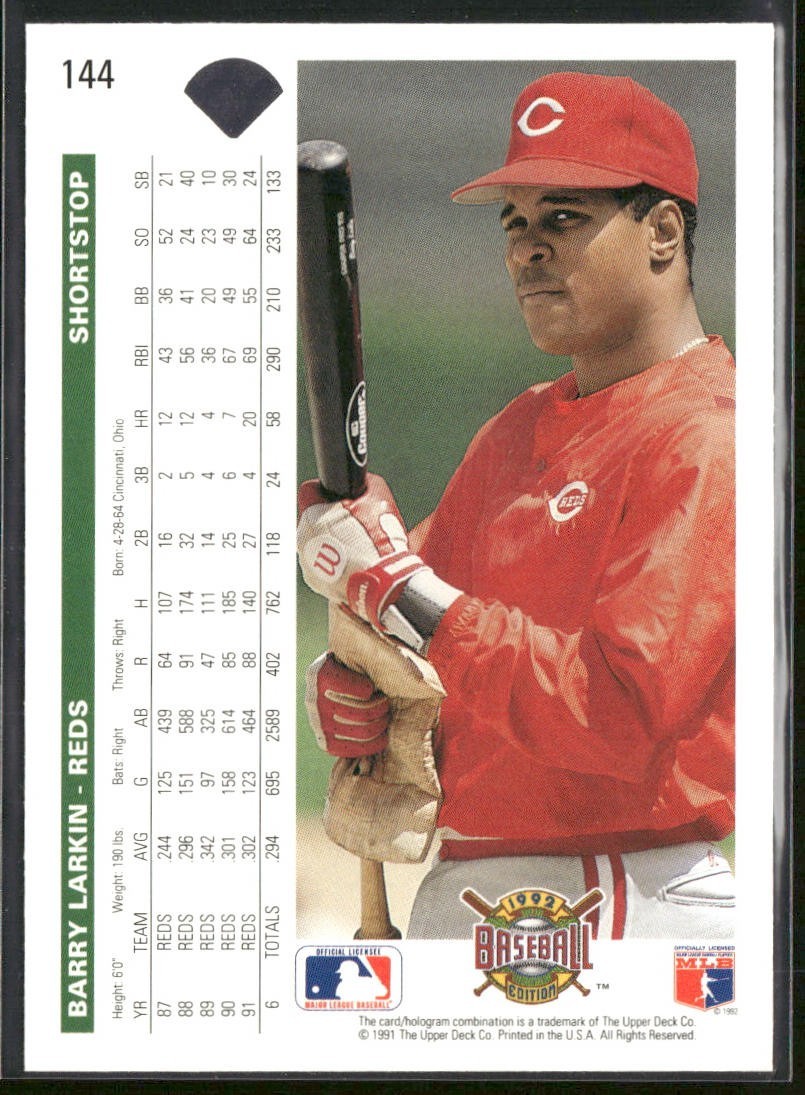 Barry Larkin Player Lot Bundle 10 Different Baseball Cards BL001 Reds back
