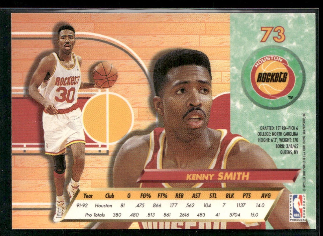 Kenny Smith Player Lot Bundle 10 Basketball Cards KS001 Rockets back