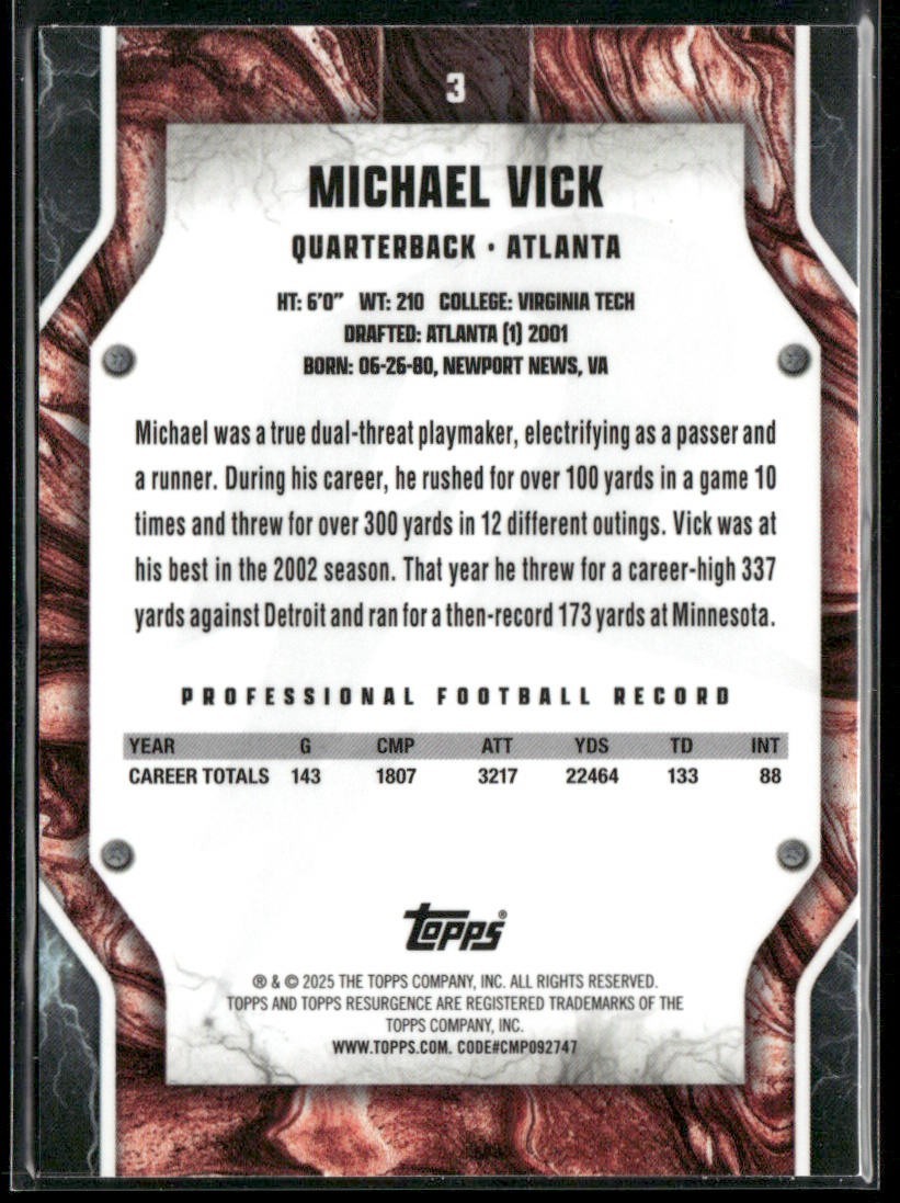 Michael Vick Player Lot Bundle 10 Different Football Cards MV001 Falcons back