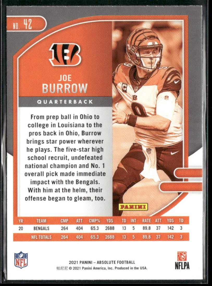 Joe Burrow Player Lot Bundle 10 Different Football Cards JB002 Bengals back