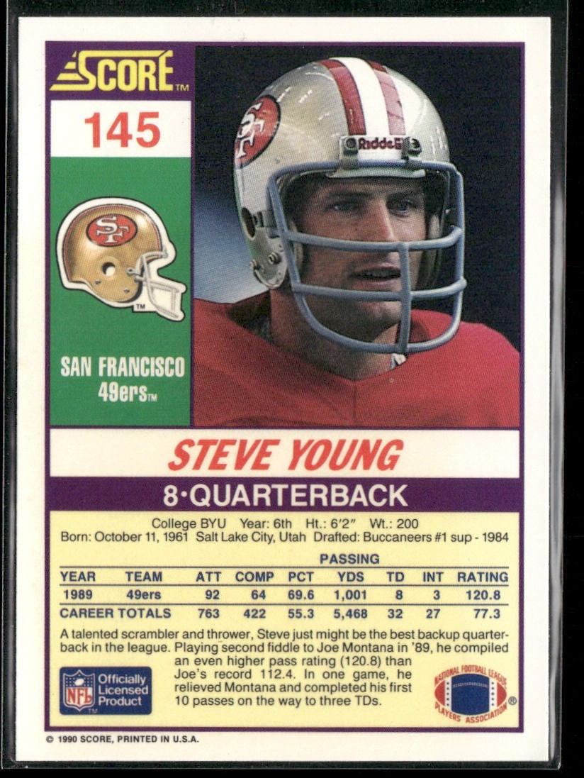 Steve Young Player Lot Bundle 10 Different Football Cards SY002 49ers back