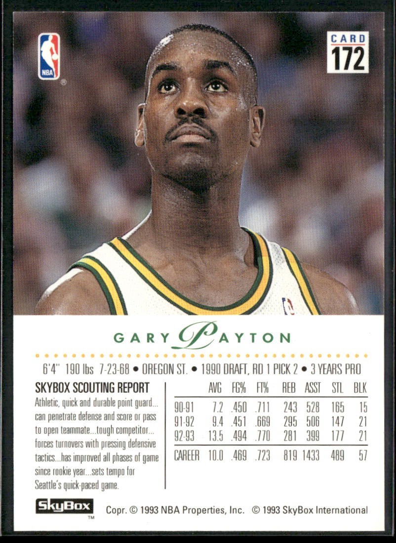 Gary Payton Player Lot Bundle 10 Basketball Cards GP003 Supersonics back