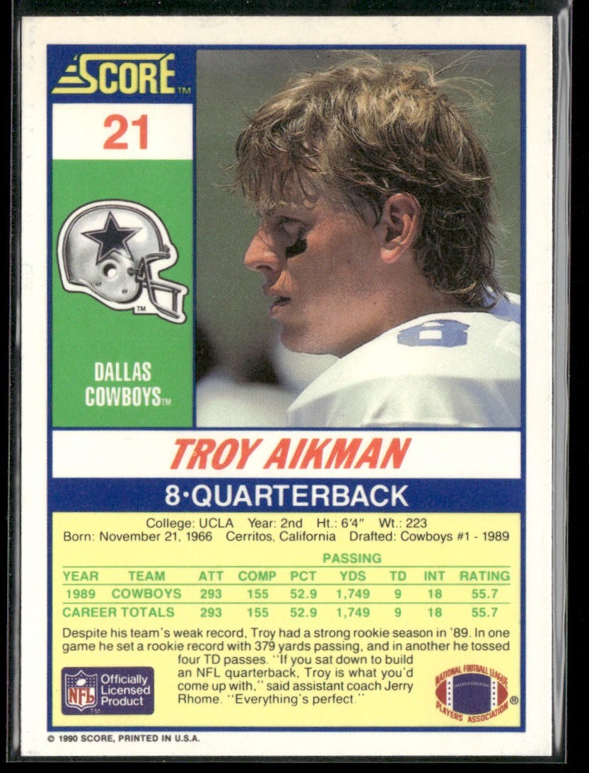 Troy Aikman Player Lot Bundle 10 Different Football Cards TA003 Cowboys back