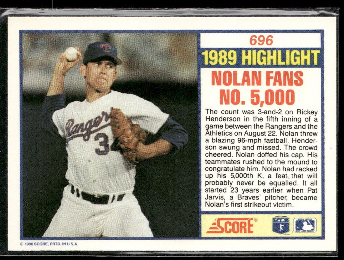 Nolan Ryan Player Lot Bundle 10 Different Baseball Cards NR002 Rangers back