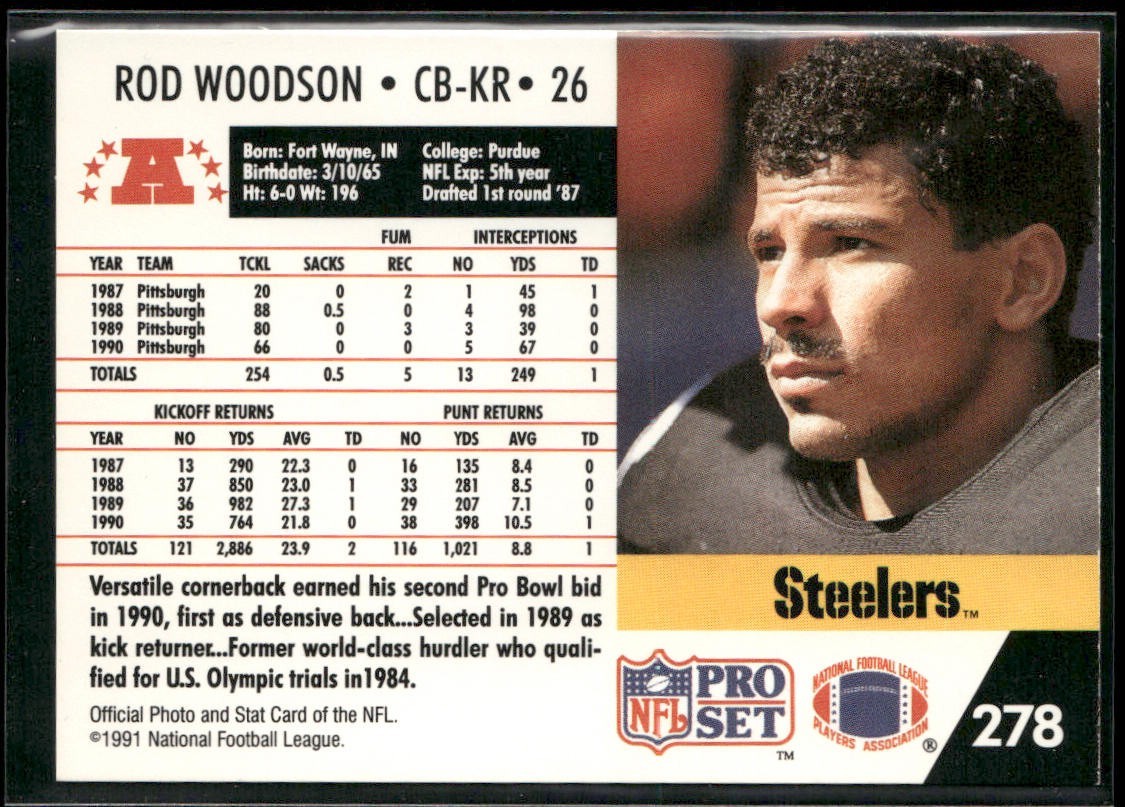 Rod Woodson Player Lot Bundle 10 Different Football Cards RW007 Steelers back