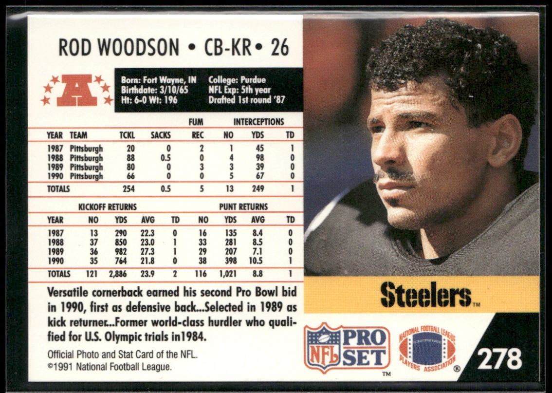 Rod Woodson Player Lot Bundle 10 Different Football Cards RW008 Steelers back