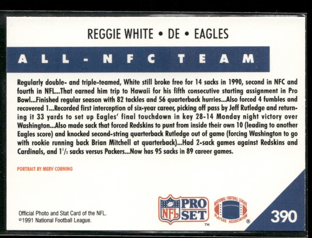 Reggie White Player Lot Bundle 10 Different Football Cards RW007 Eagles Packers back