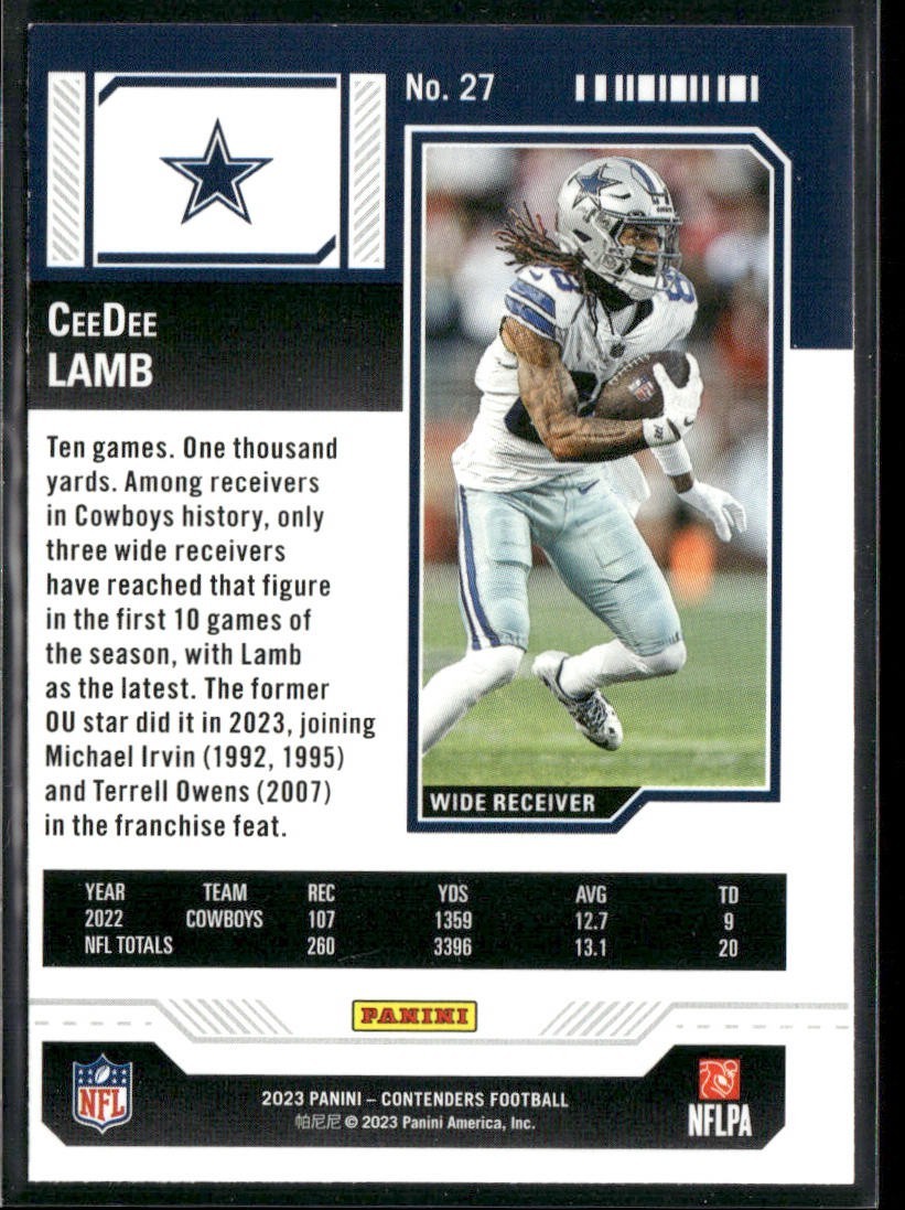 CeeDee Lamb Player Lot Bundle 10 Different Football Cards CDL002 Cowboys 2 RC back