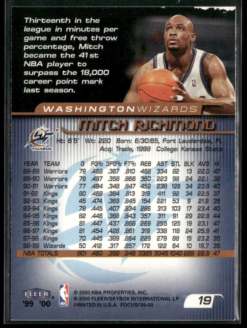 Mitch Richmond Player Lot Bundle 10 Basketball Cards MR002 Kings back