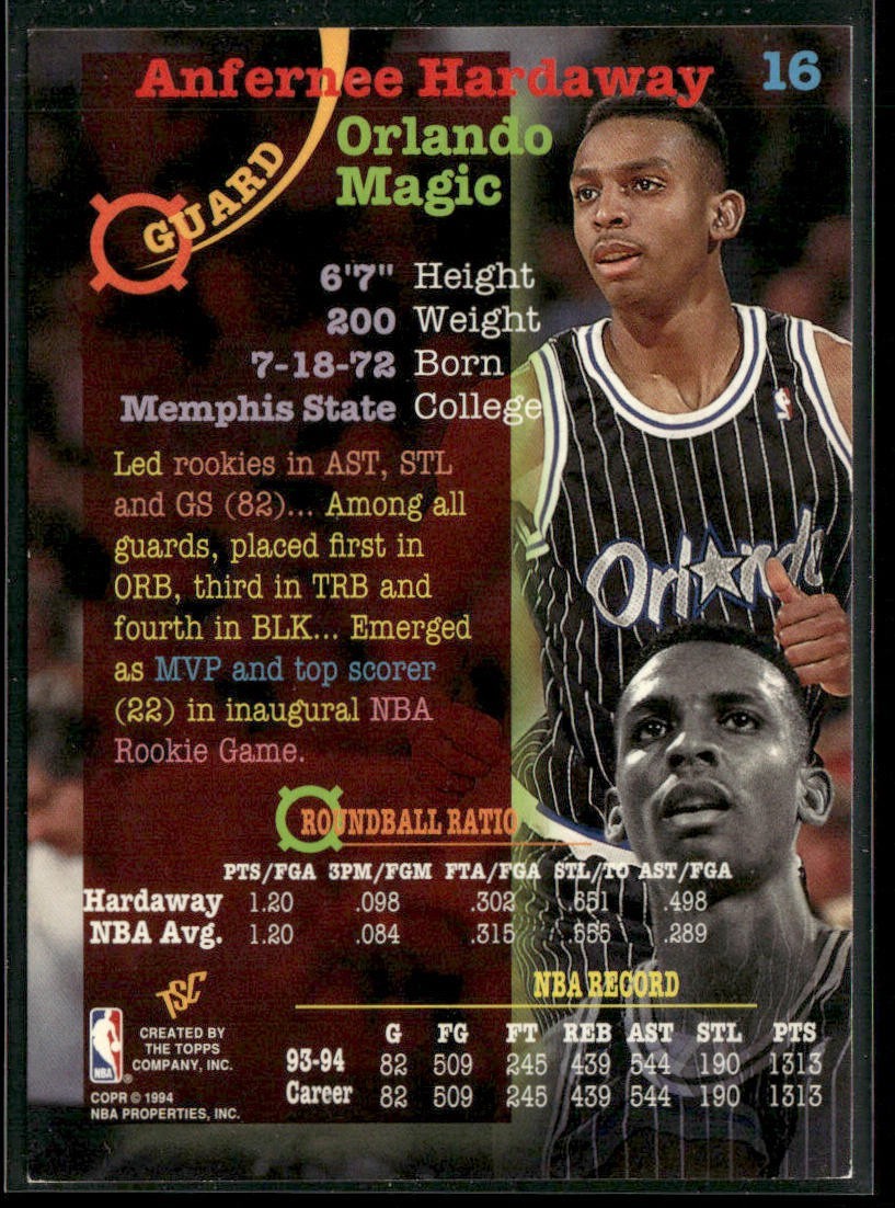 Anfernee "Penny" Hardaway Player Lot Bundle 10 Basketball Cards AH001 2 RC Magic back