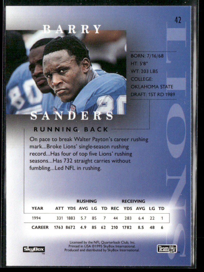Barry Sanders Player Lot Bundle 10 Different Football Cards BS009 Lions back