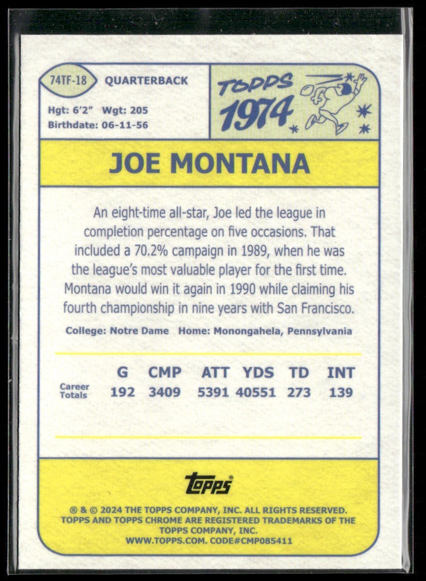 Joe Montana Player Lot Bundle 10 Different Football Cards JM004 49ers Chiefs back
