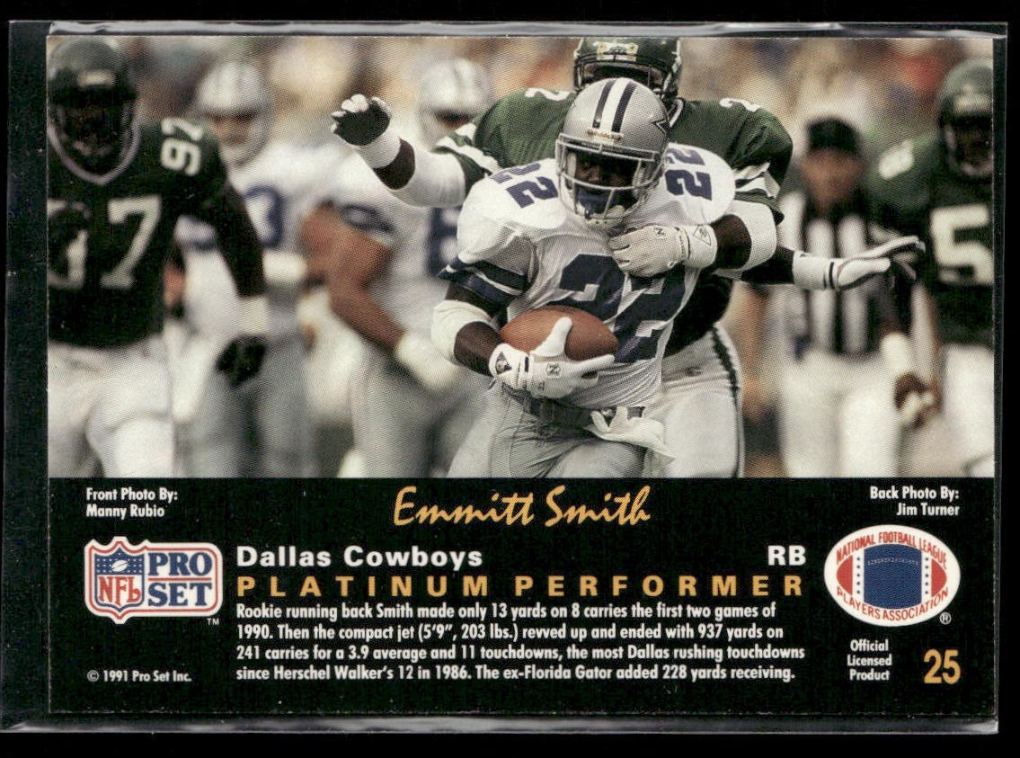 Emmitt Smith Player Lot Bundle 10 Different Football Cards ES002 Cowboys back