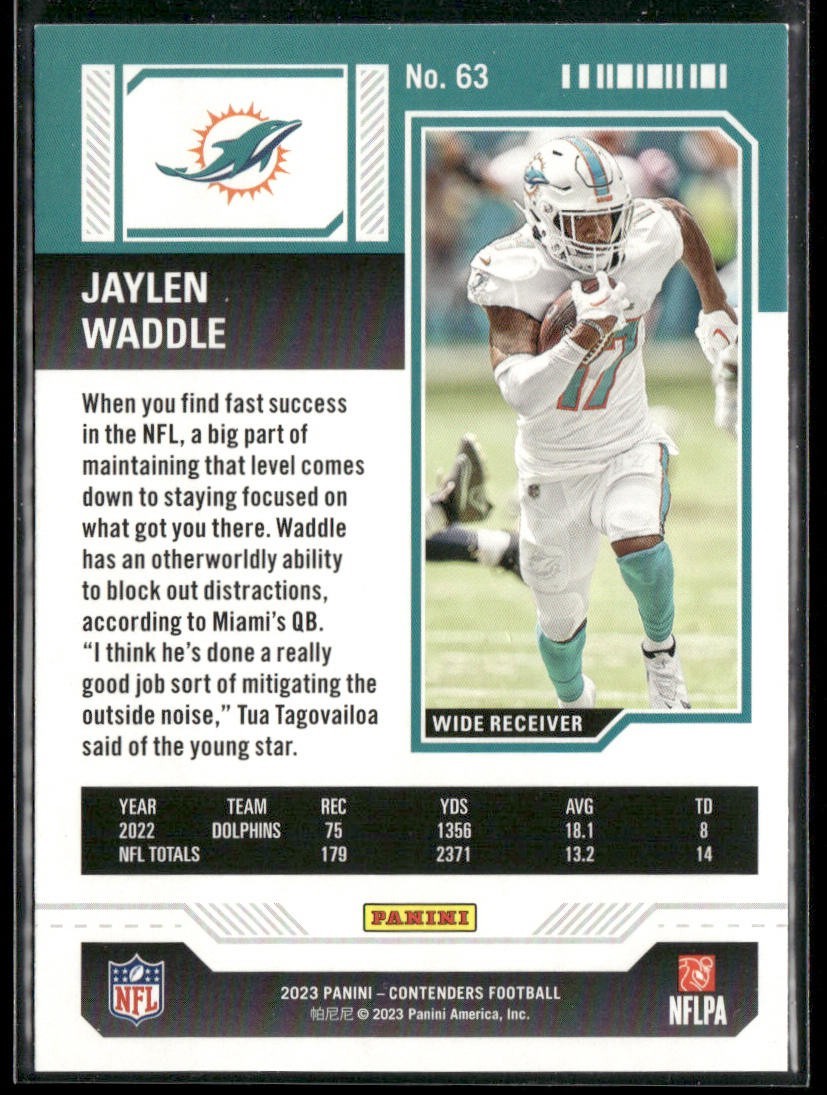Jaylen Waddle Player Lot Bundle 10 Different Football Cards JW001 Dolphins 4 RC back