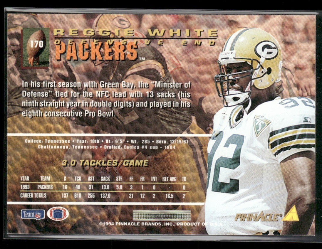 Reggie White Player Lot Bundle 10 Different Football Cards RW005 Eagles Packers back