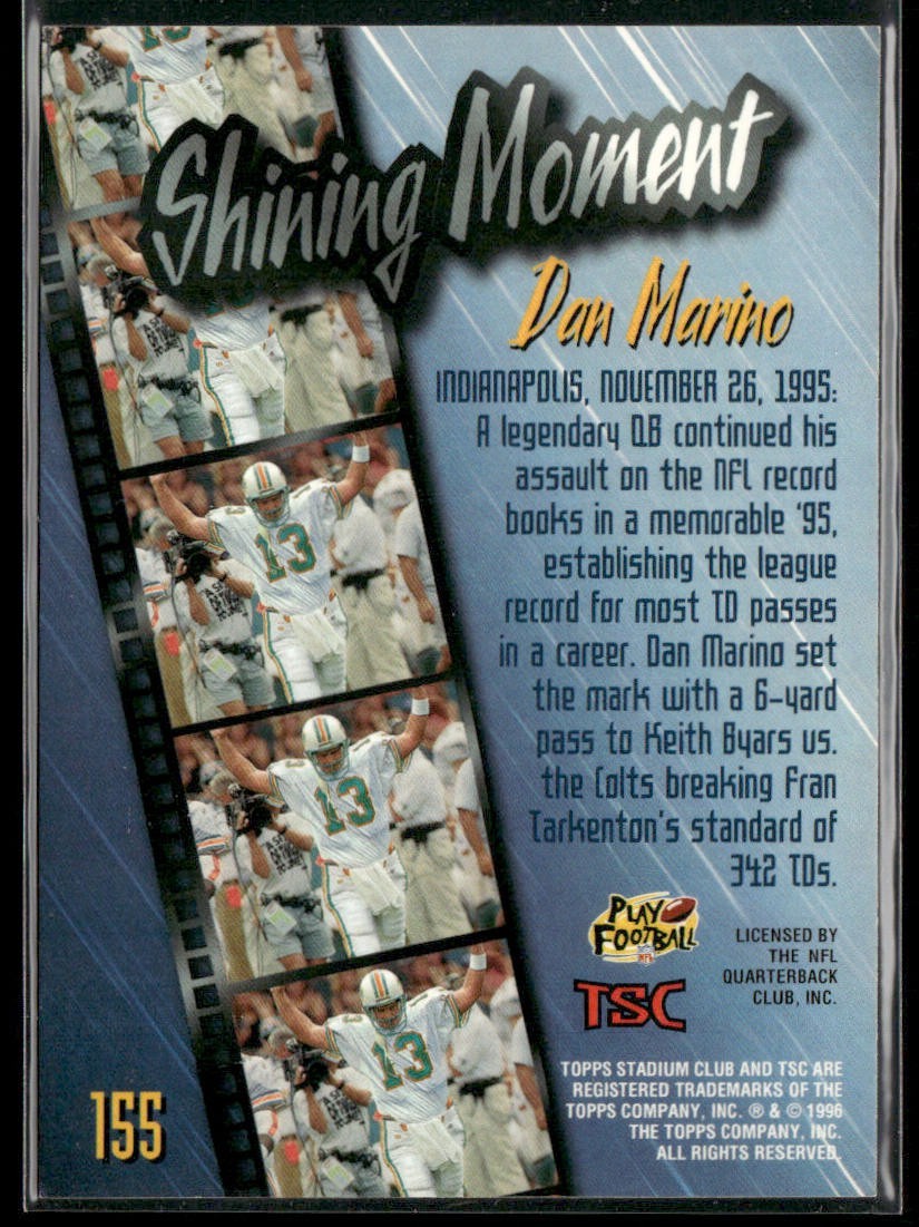 Dan Marino Player Lot Bundle 10 Different Football Cards DM002 Dolphins back