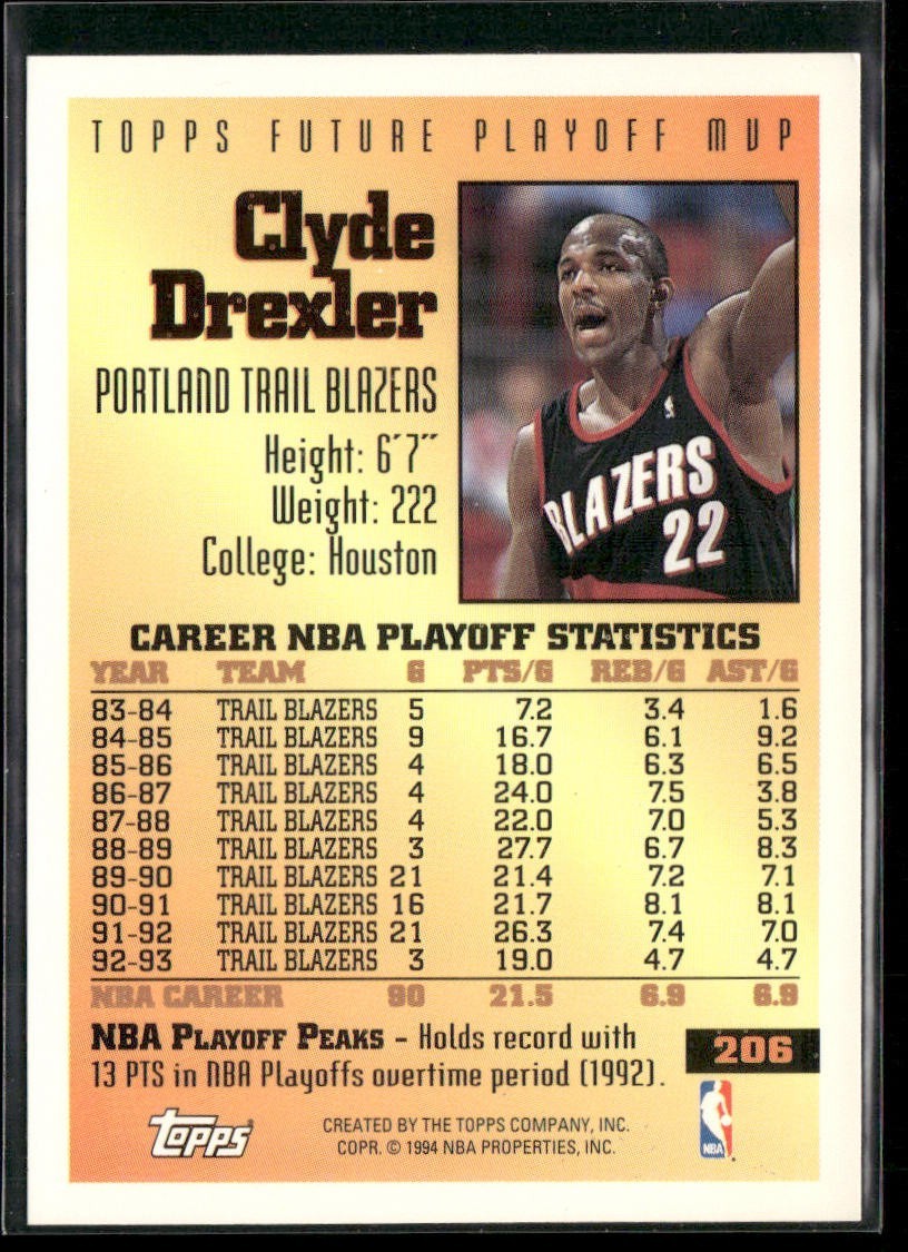 Clyde "The Glide" Drexler Player Lot Bundle 10 Basketball Cards CD003 Portland back
