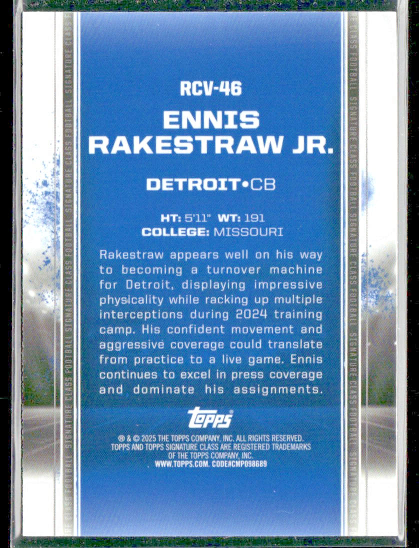 Ennis Rakestraw Jr. 2024 Topps Signature Class Rookie Class #RCV-46 12/225 Lions back