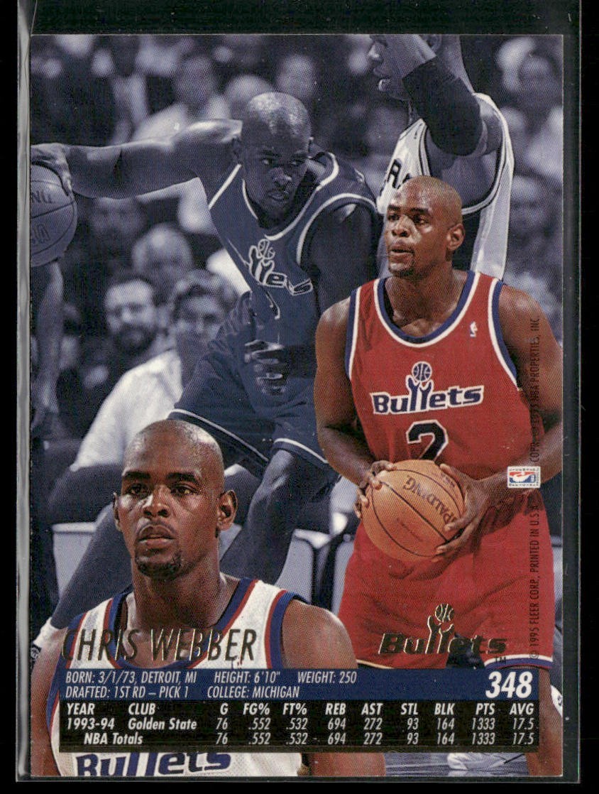 Chris Webber Player Lot Bundle 10 Basketball Cards CW002 Warriors 1 RC back