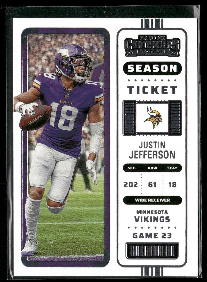 Justin Jefferson Player Lot Bundle 10 Different Football Cards JJ003 Vikings back