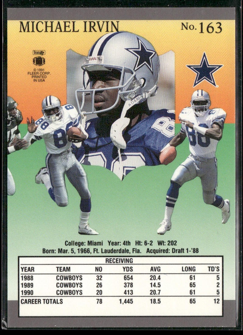 Michael Irvin Player Lot Bundle 10 Different Football Cards MI001 Cowboys back