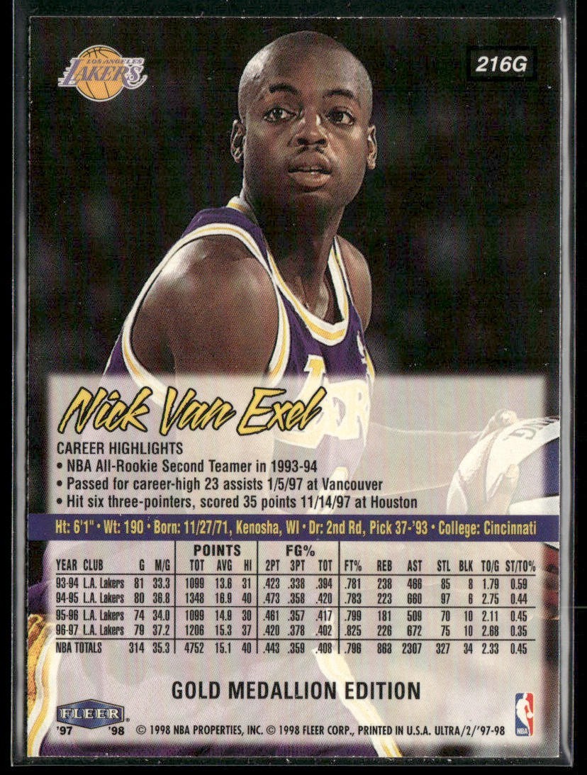 Nick Van Exel Player Lot Bundle 10 Basketball Cards NVE001 Lakers 3 RC's back