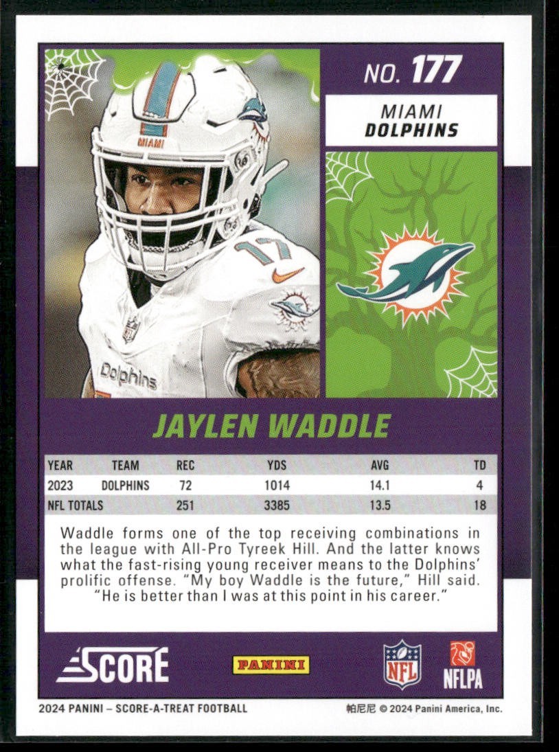 Jaylen Waddle Player Lot Bundle 10 Different Football Cards JW003 Dolphins 2 RC back
